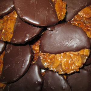 Chocolate covered Almond Florentines