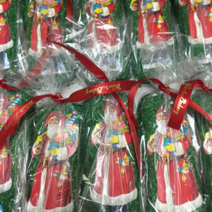 Wrapped gingerbread Santa cookies
