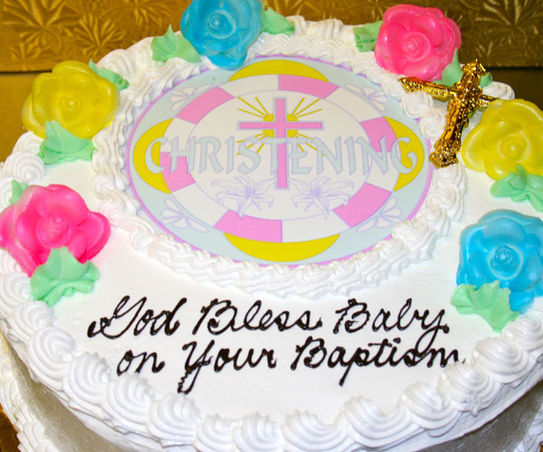 God Bless Baby on Your Baptism cake