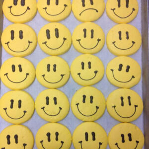 Tray of smiley face sugar cookies