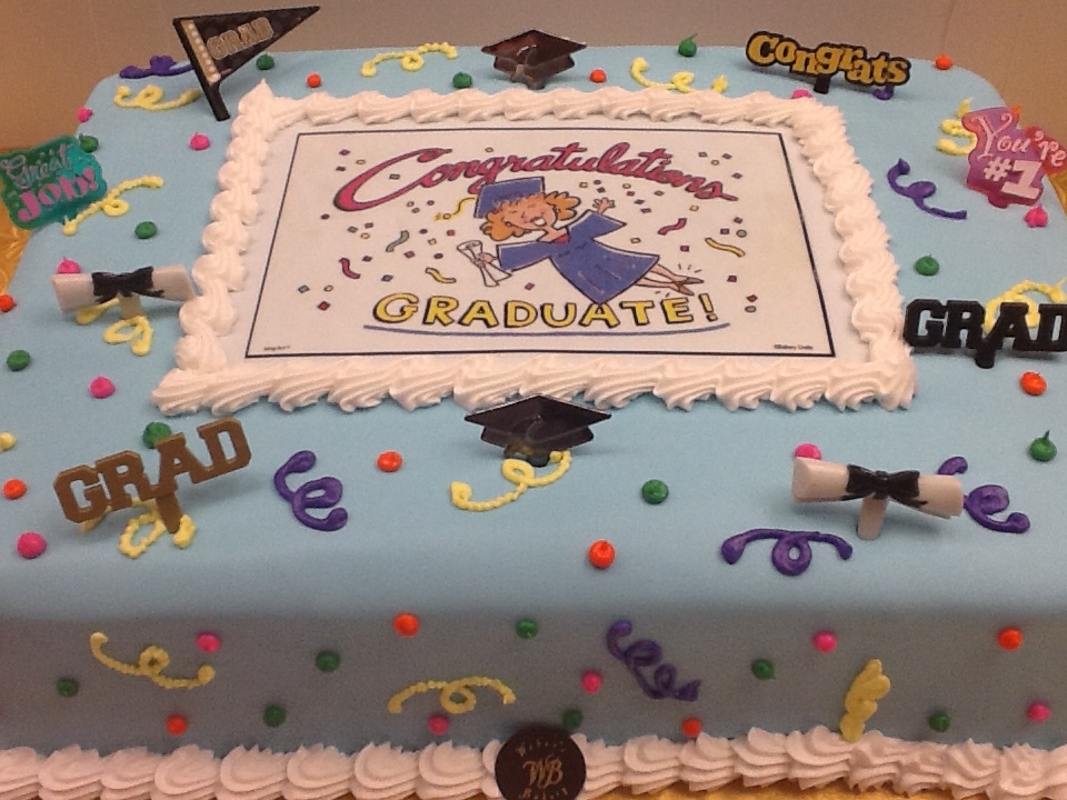 Graduation cake with edible image
