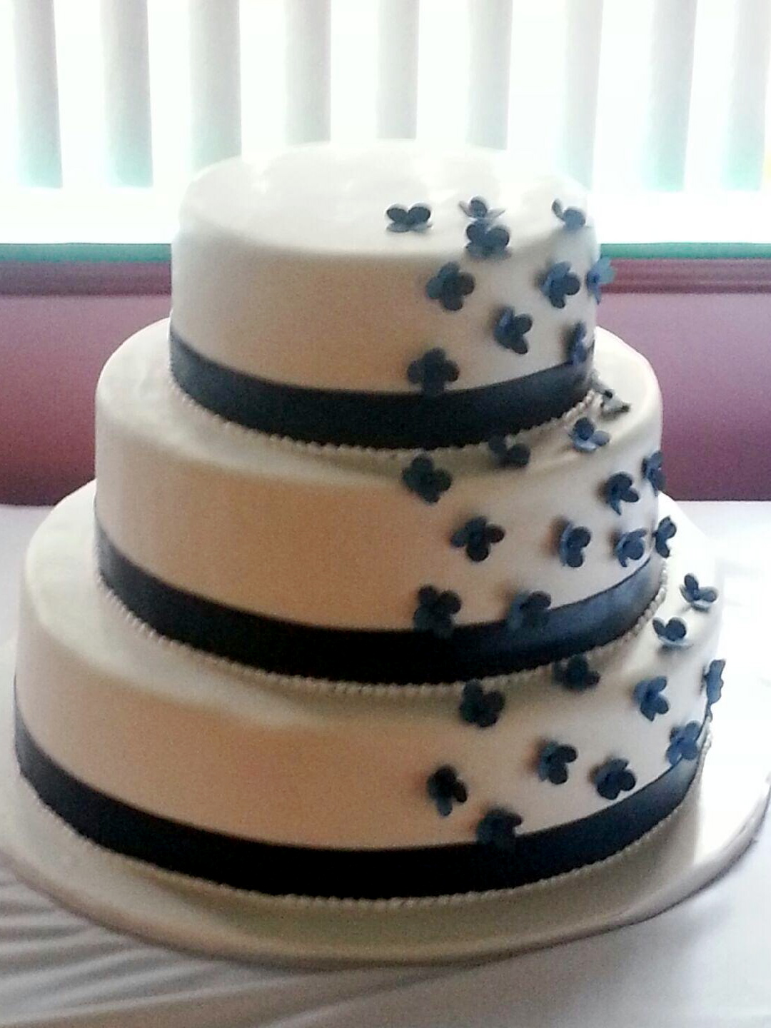 Wedding cake with Partial Hydrangea Cascade