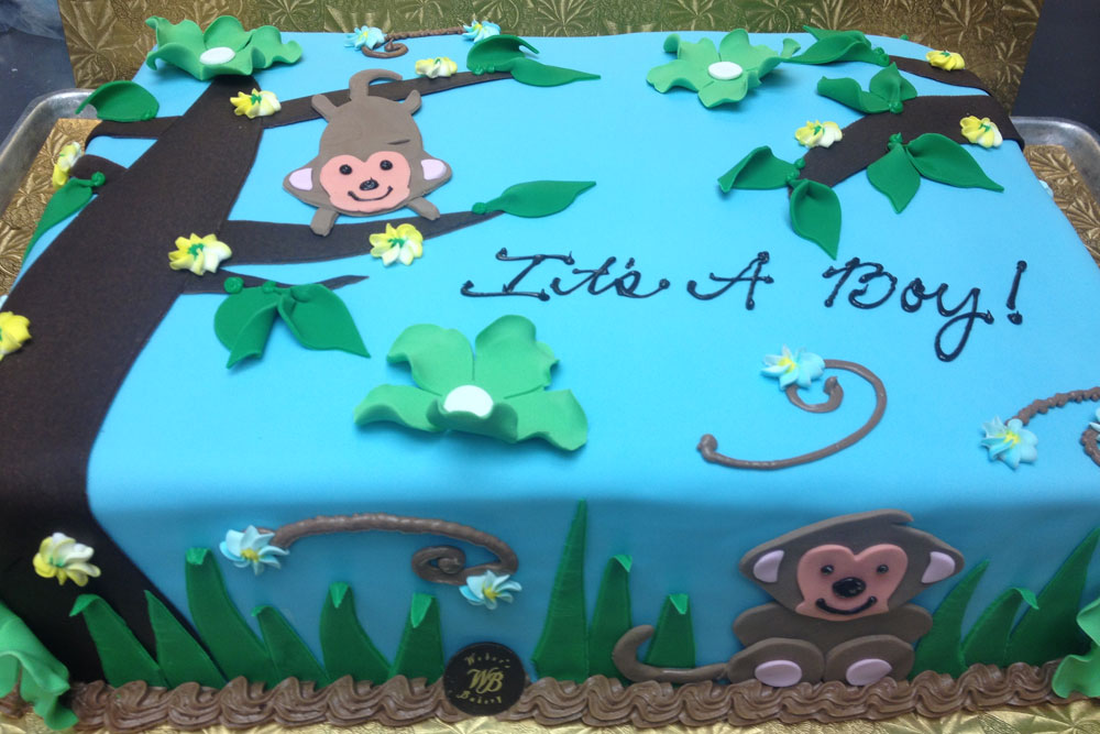 Jungle Monkeys baby shower cake