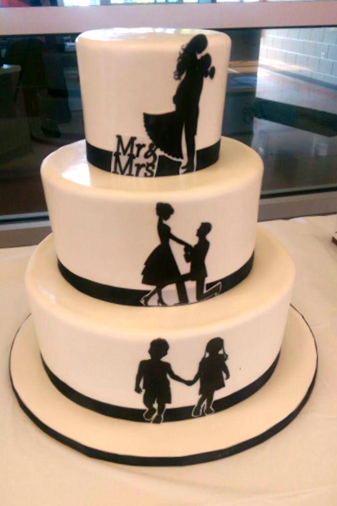 Wedding cake with Silhouette Design