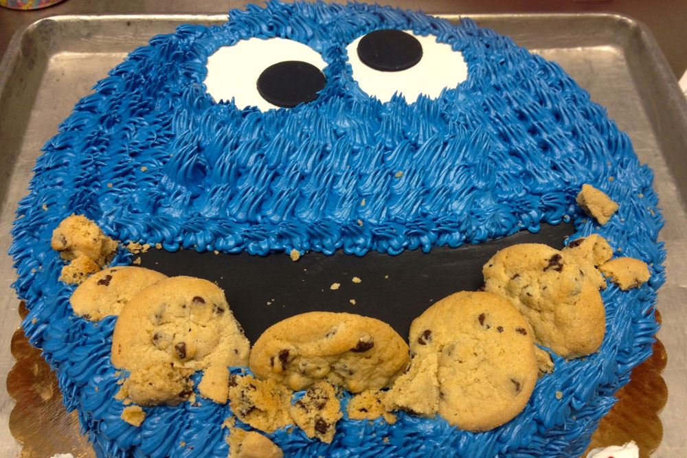 Large Cookie Monster cake