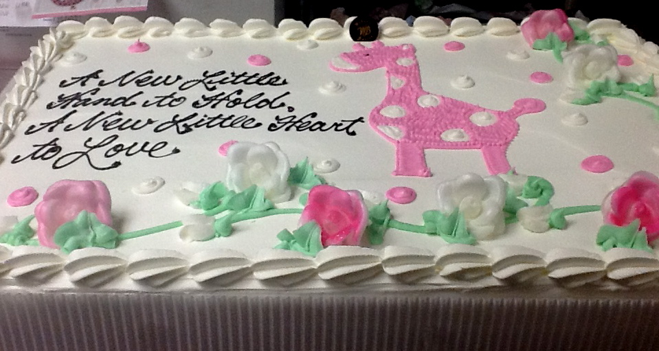 Baby shower cake with Giraffe Drawing with Polka Dots