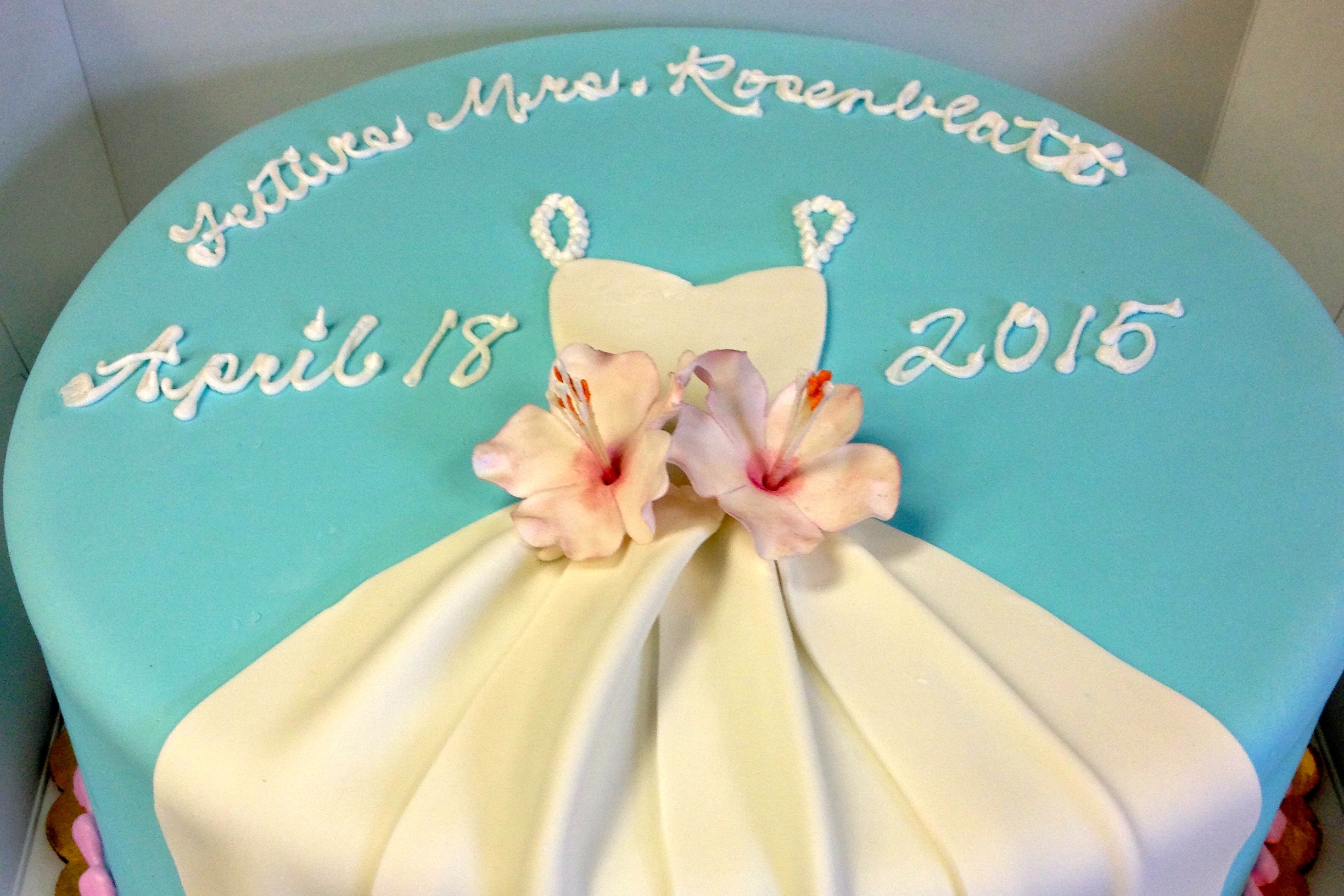 Blue wedding shower cake