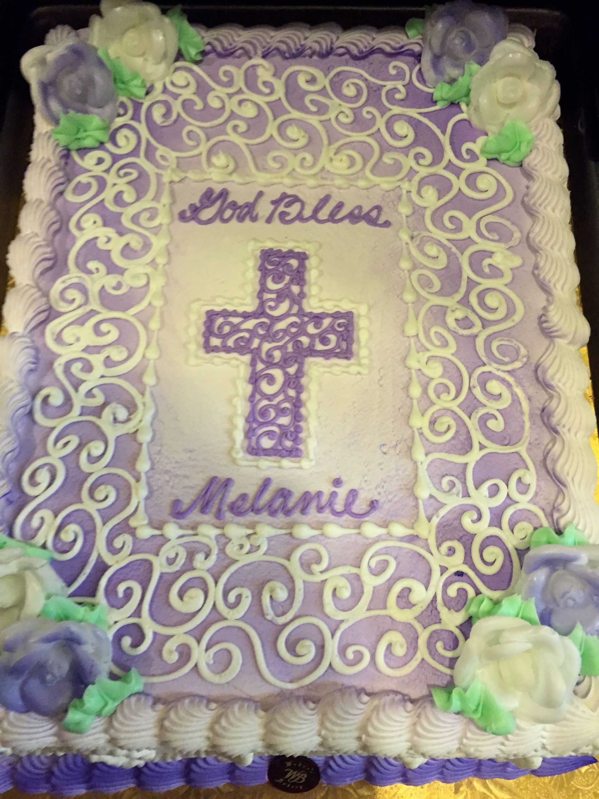 Lavender Cross Drawing with Scrollwork