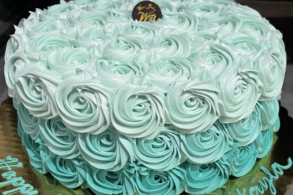 Ombre Rosette Cake in Teal Shades